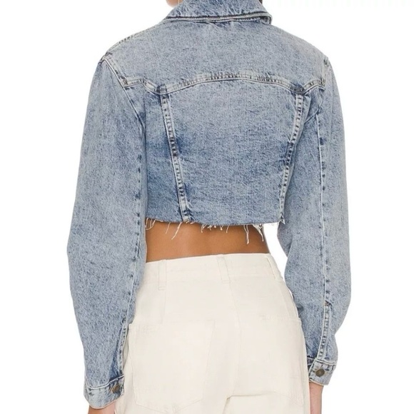 We The Free Ollie Femme Cropped Denim Trucker Jacket Preppy Women’s Cropped M - Picture 4 of 13